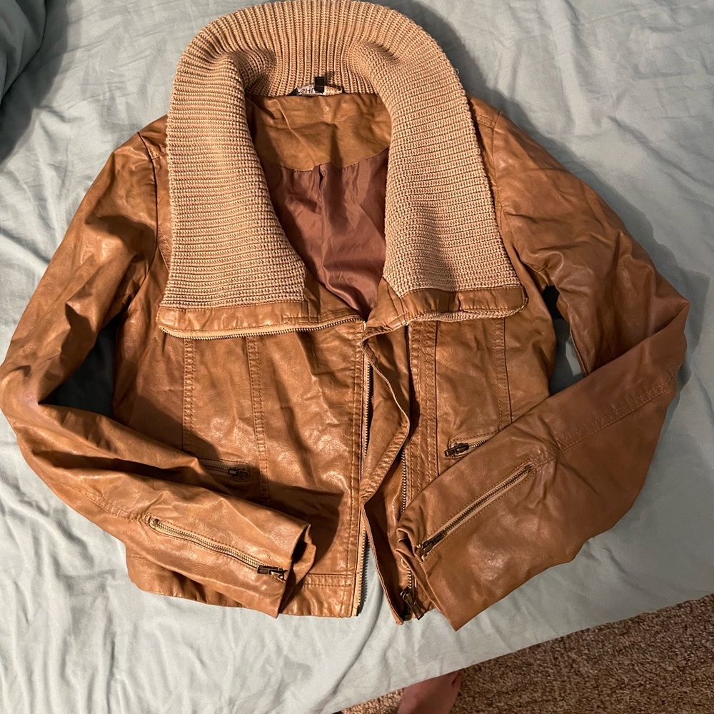 Fake leather bomber jacket
